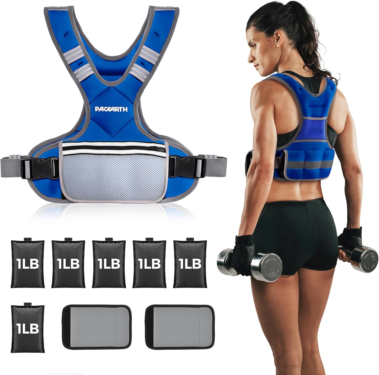 PACEARTH Adjustable Weight Vest 4-10lbs / 11-20lbs / 20-32lbs - Image 13