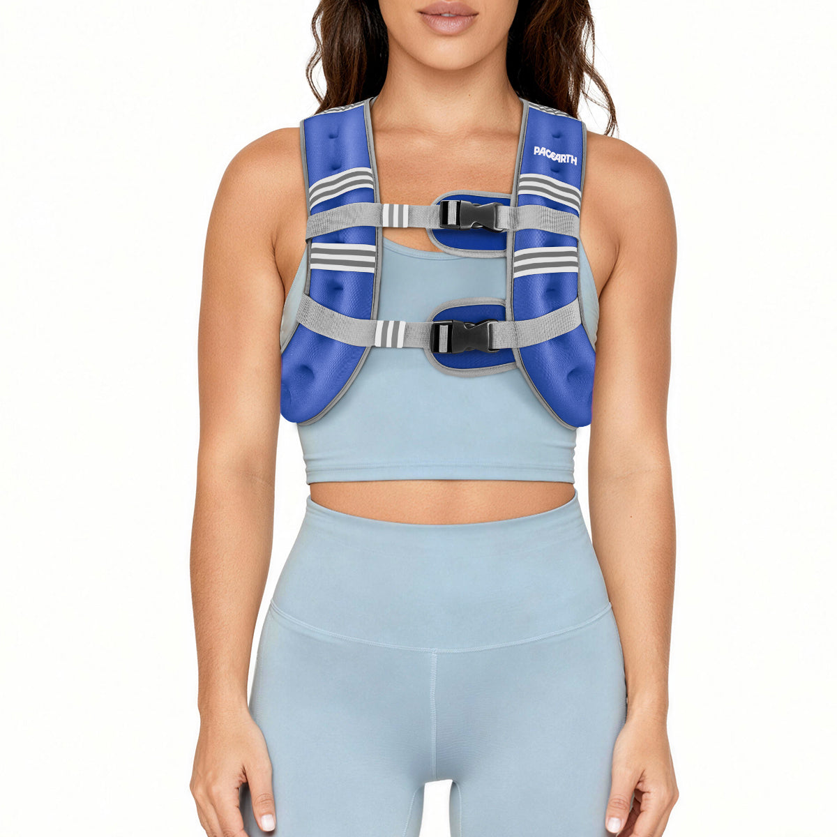 Pacearth Weighted Vest with Arm Strap Phone Pouch and Reflective Stripe Blue