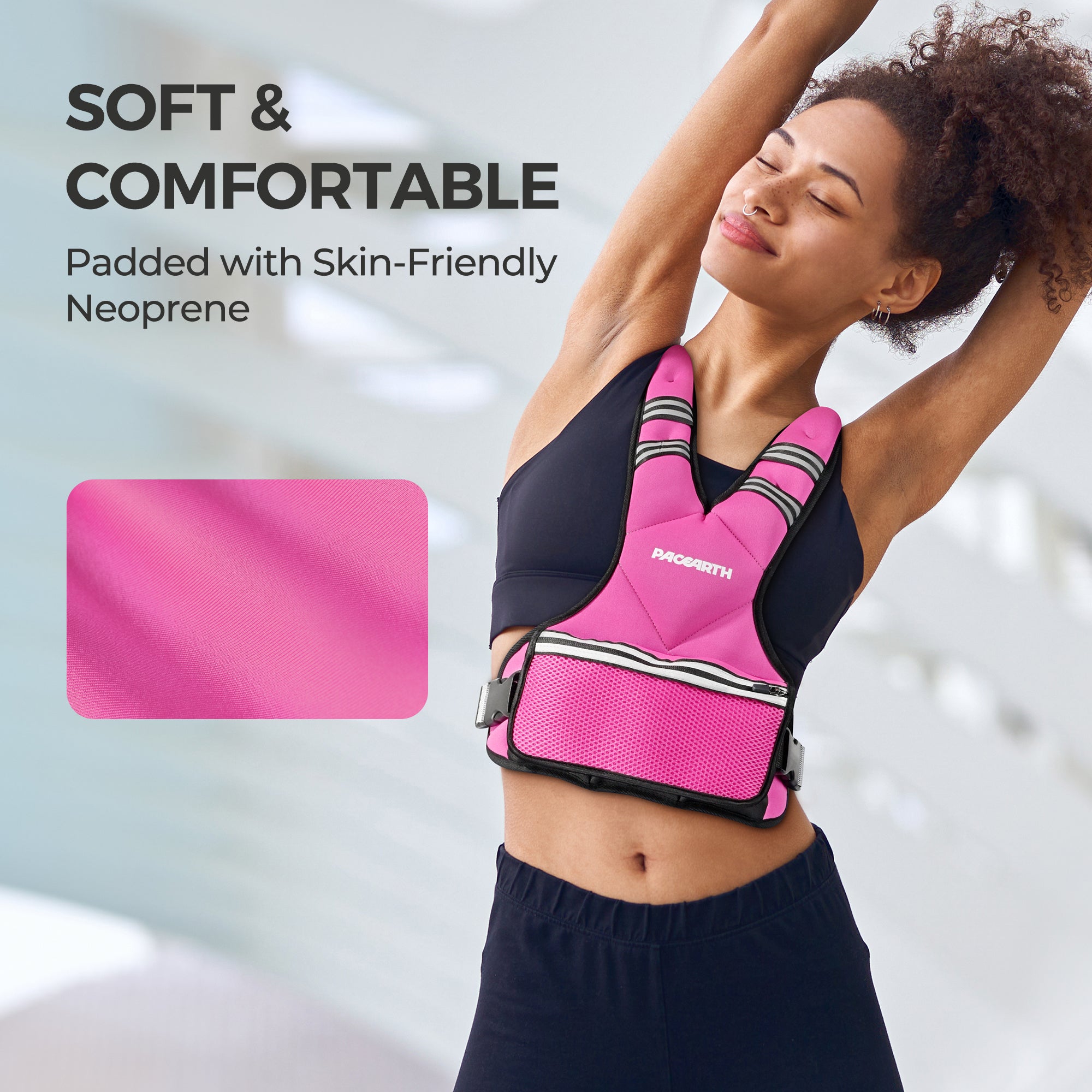 PACEARTH Adjustable Weight Vest 4-10lbs / 11-20lbs / 20-32lbs Pink - Image 2
