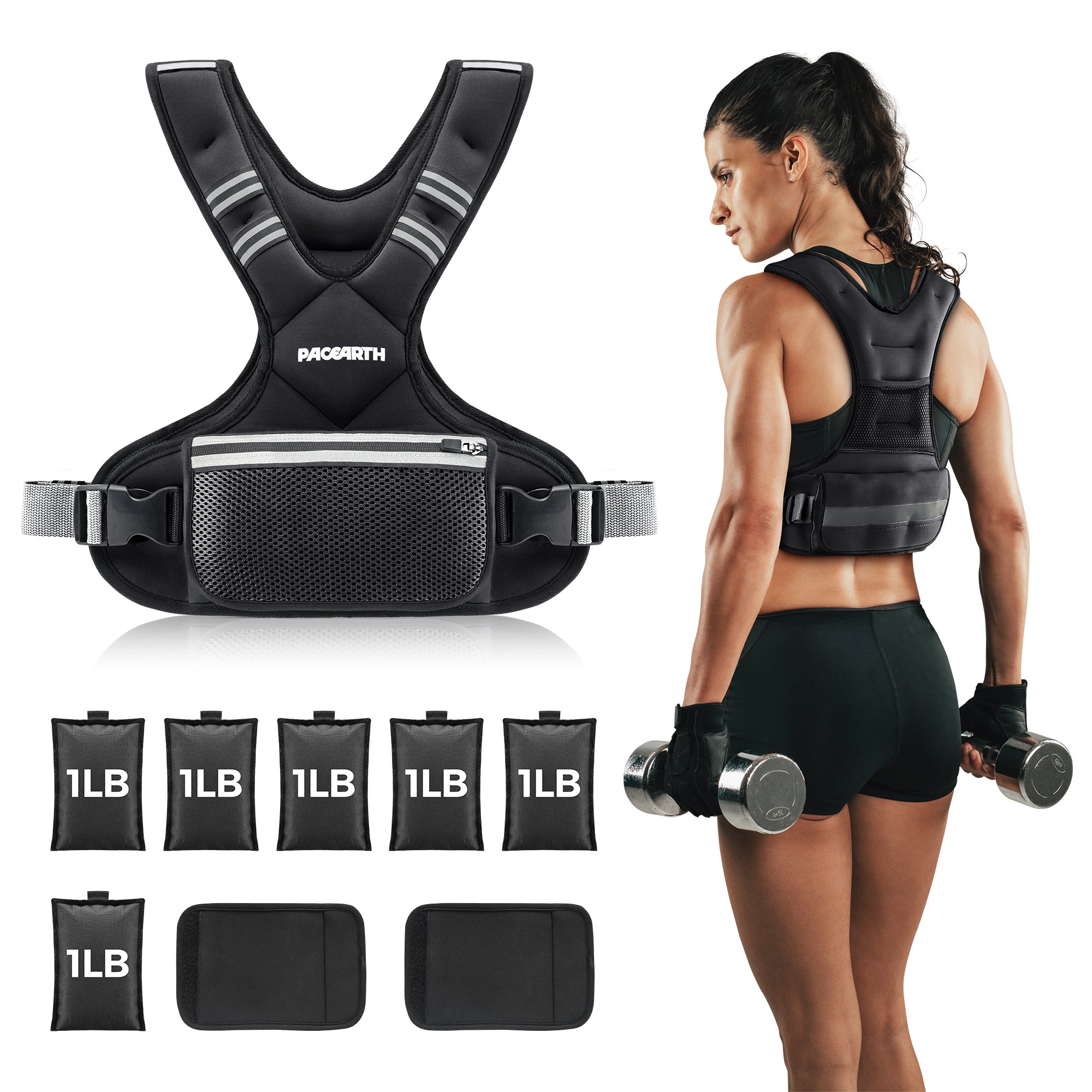 PACEARTH Adjustable Weight Vest 4-10lbs / 11-20lbs / 20-32lbs - Image 9