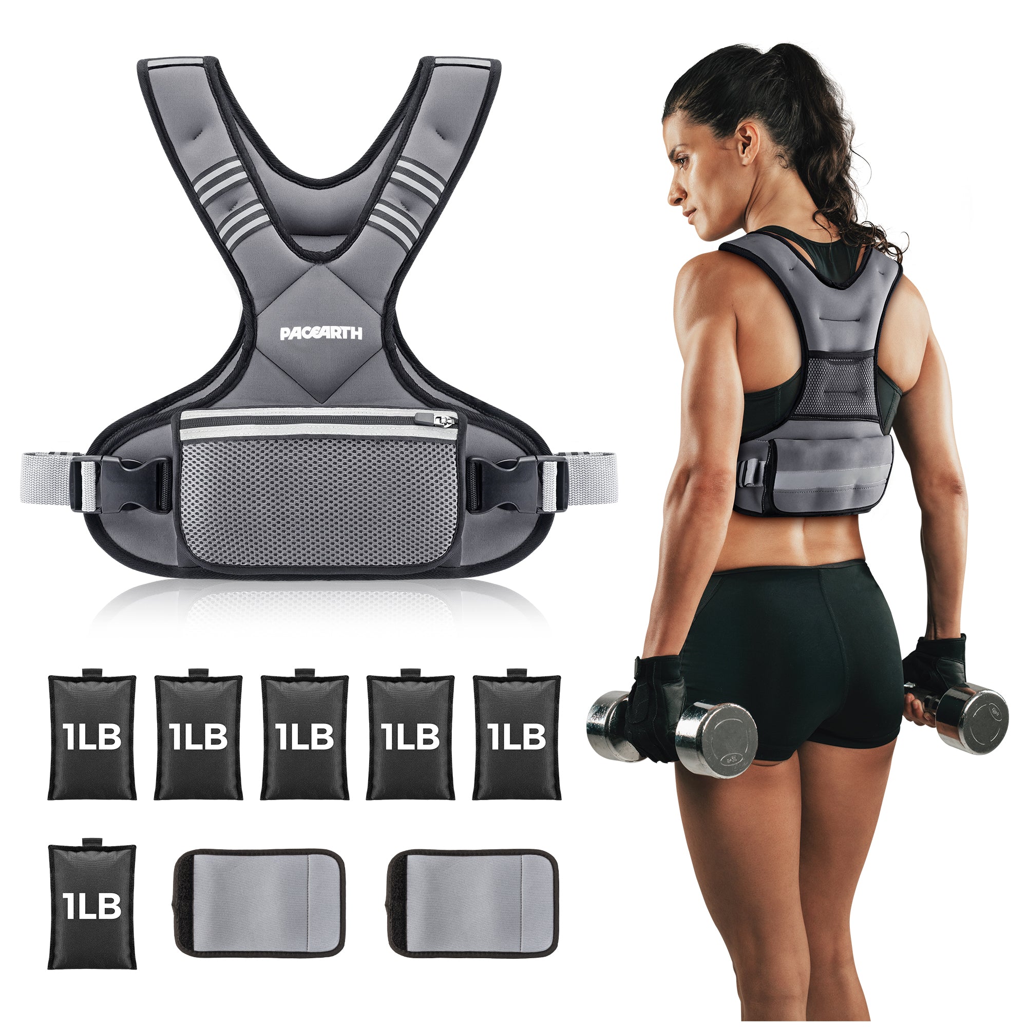 PACEARTH Adjustable Weight Vest 4-10lbs / 11-20lbs / 20-32lbs - Image 11