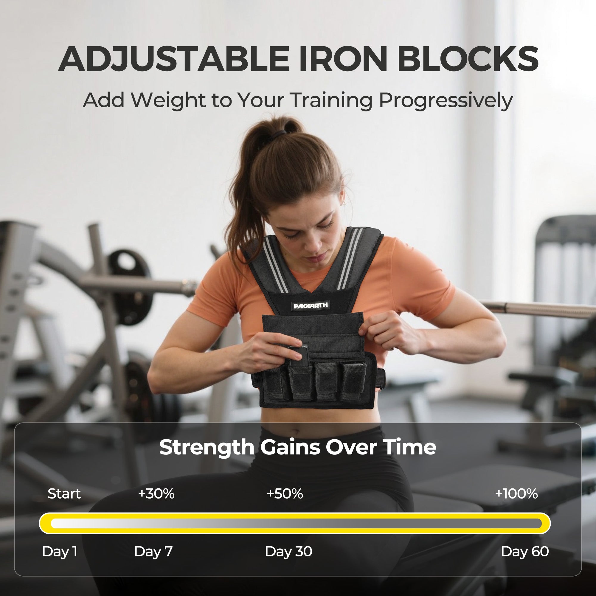 Weight-Adjustable Vest with Add-on Iron Blocks for Hardcore Strength Training 20lb/22lb - Image 4