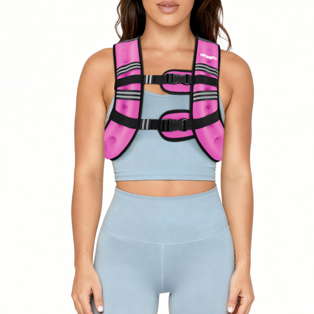 Pacearth Weighted Vest with Arm Strap Phone Pouch and Reflective Stripe Pink& Grey