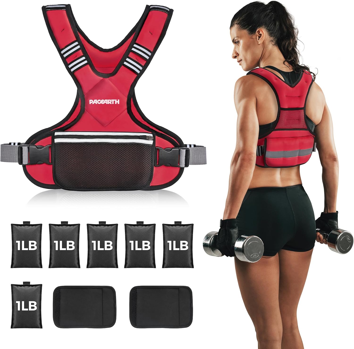 PACEARTH Adjustable Weight Vest 4-10lbs / 11-20lbs / 20-32lbs - Image 18