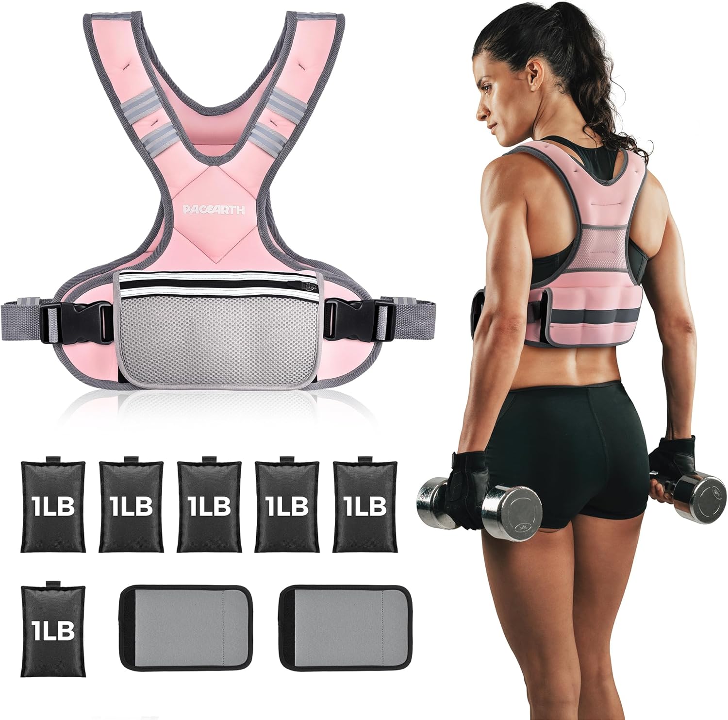 PACEARTH Adjustable Weight Vest 4-10lbs / 11-20lbs / 20-32lbs - Image 14