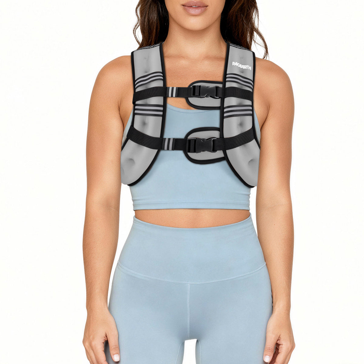 Pacearth Weighted Vest with Arm Strap Phone Pouch and Reflective Stripe Grey