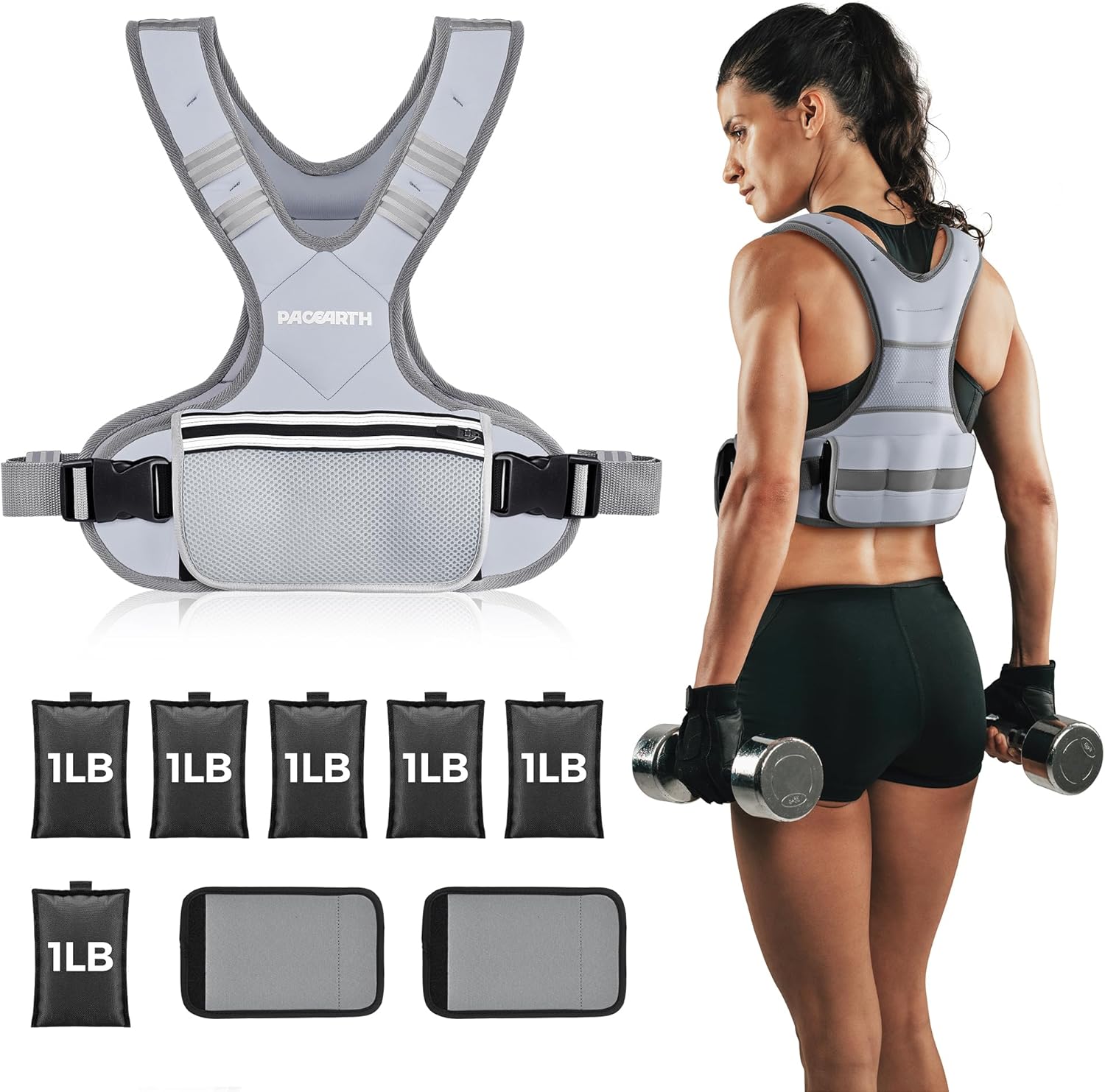 PACEARTH Adjustable Weight Vest 4-10lbs / 11-20lbs / 20-32lbs - Image 15