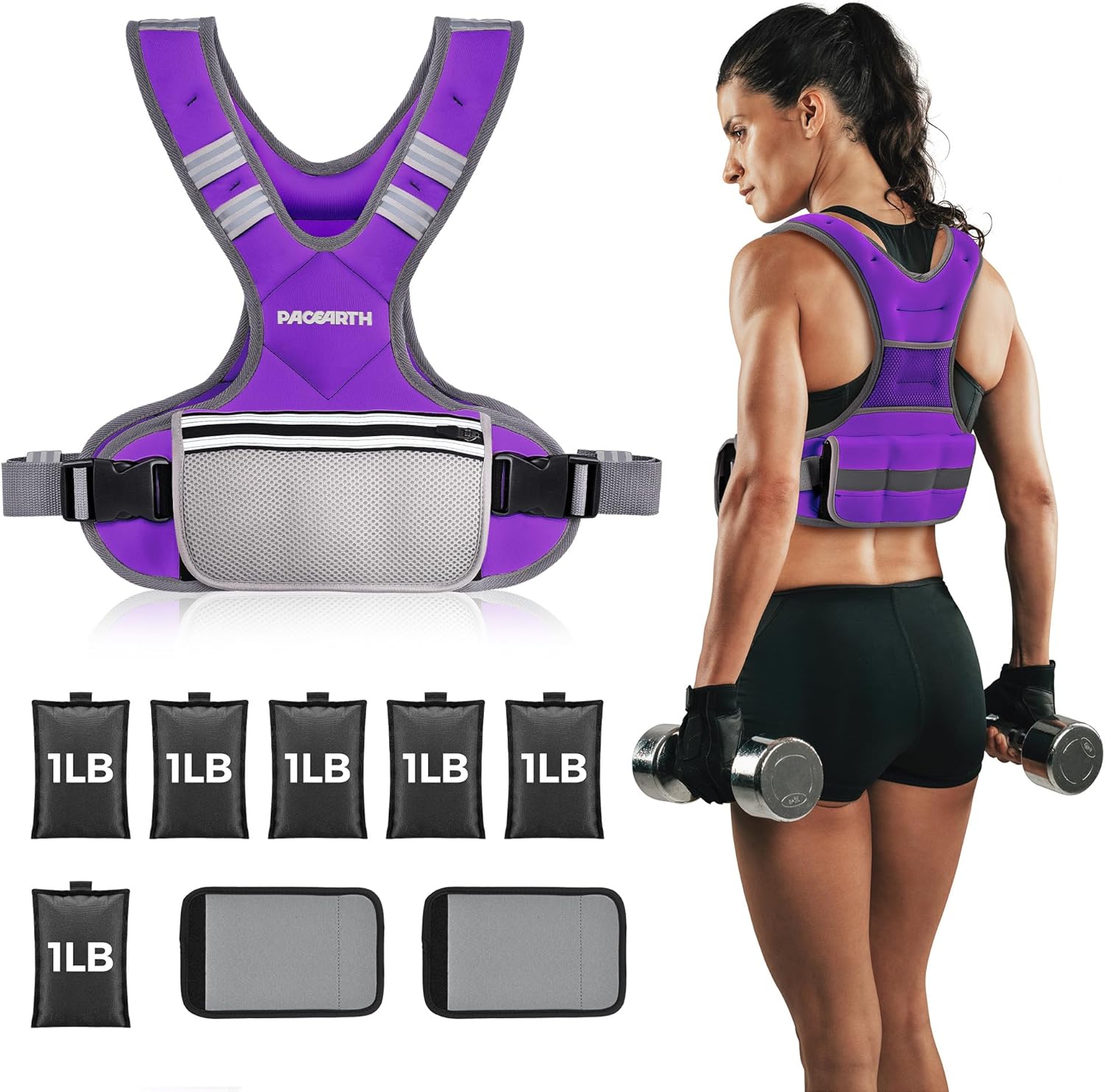 PACEARTH Adjustable Weight Vest 4-10lbs / 11-20lbs / 20-32lbs - Image 16