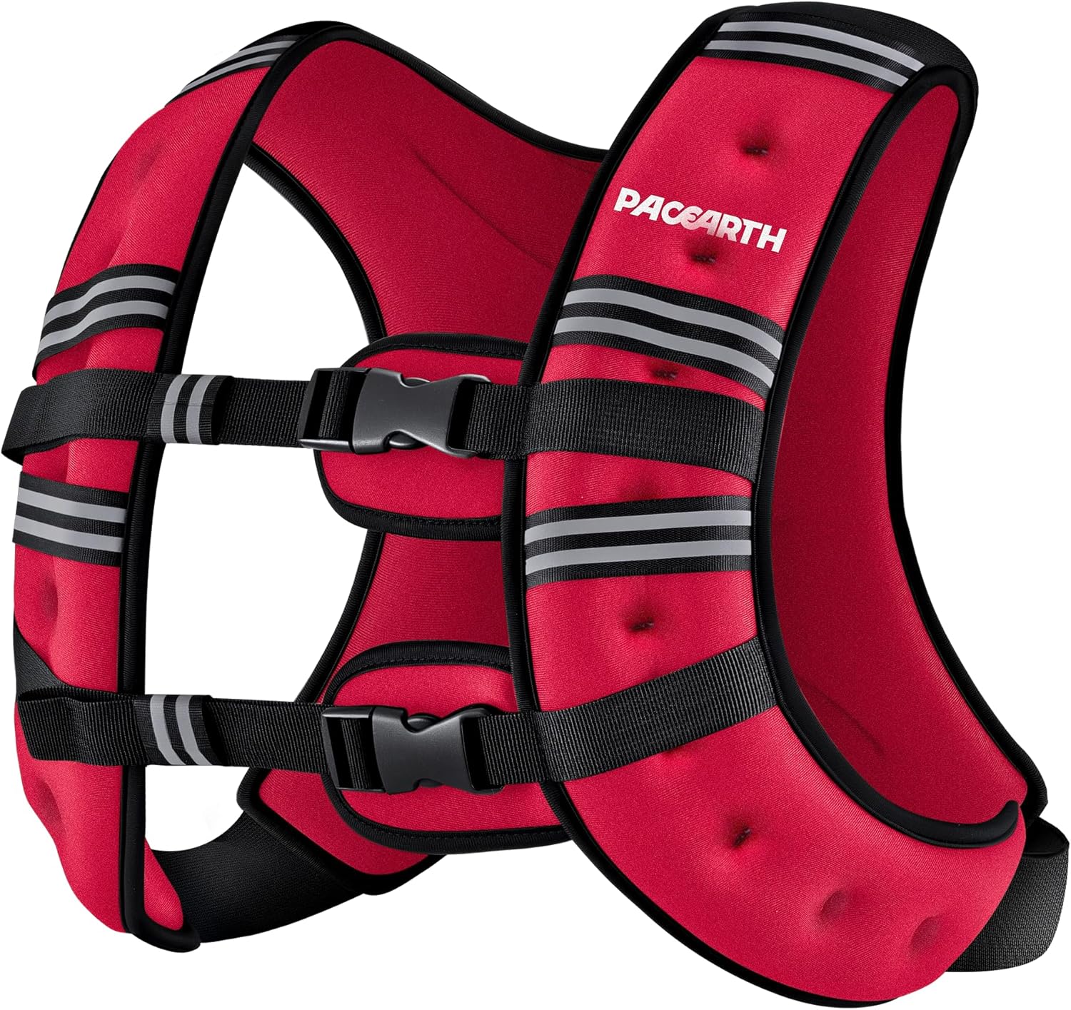 Pacearth Weighted Vest with Arm Strap Phone Pouch and Reflective Stripe Red - Image 9