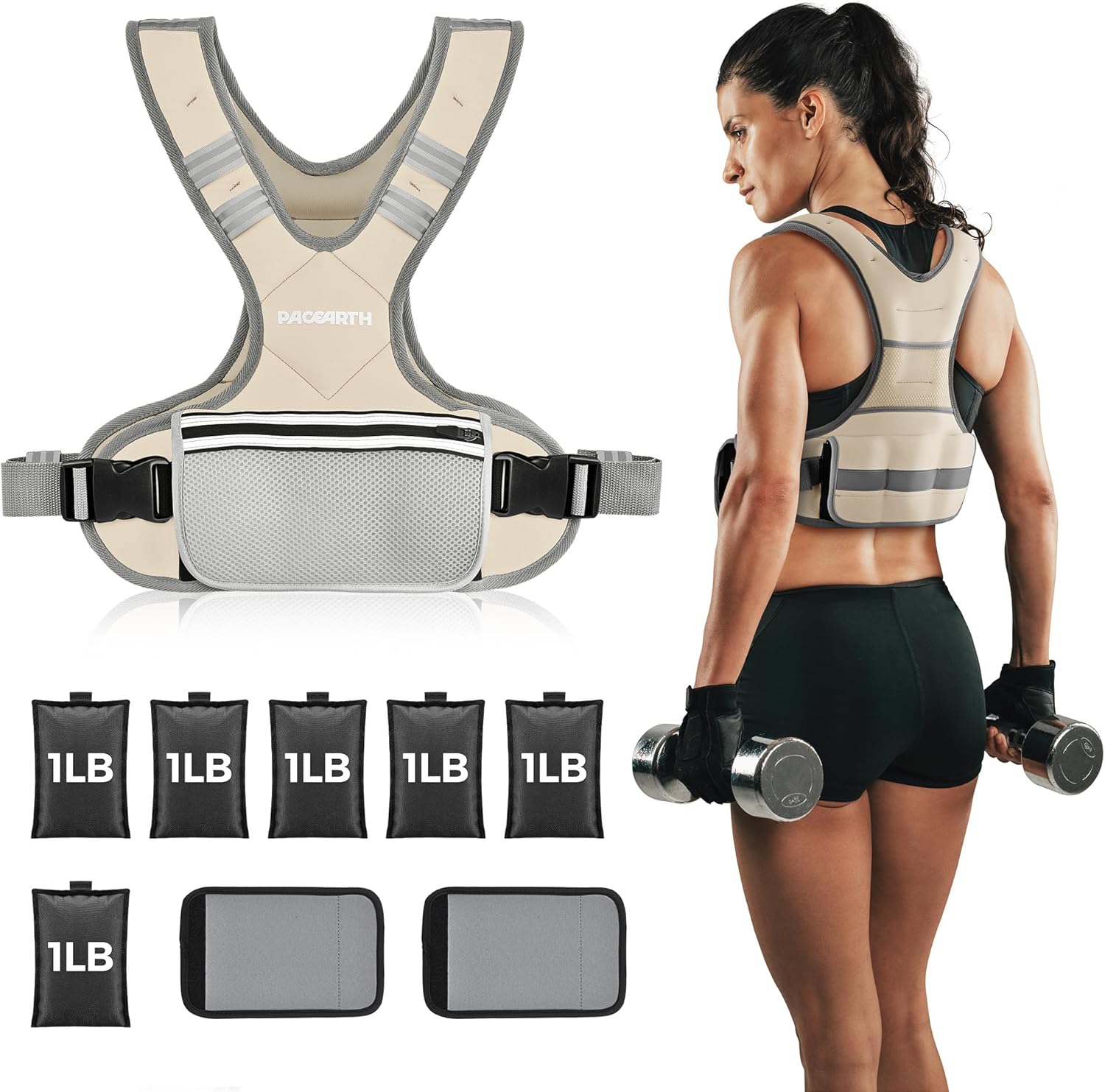 PACEARTH Adjustable Weight Vest 4-10lbs / 11-20lbs / 20-32lbs - Image 19