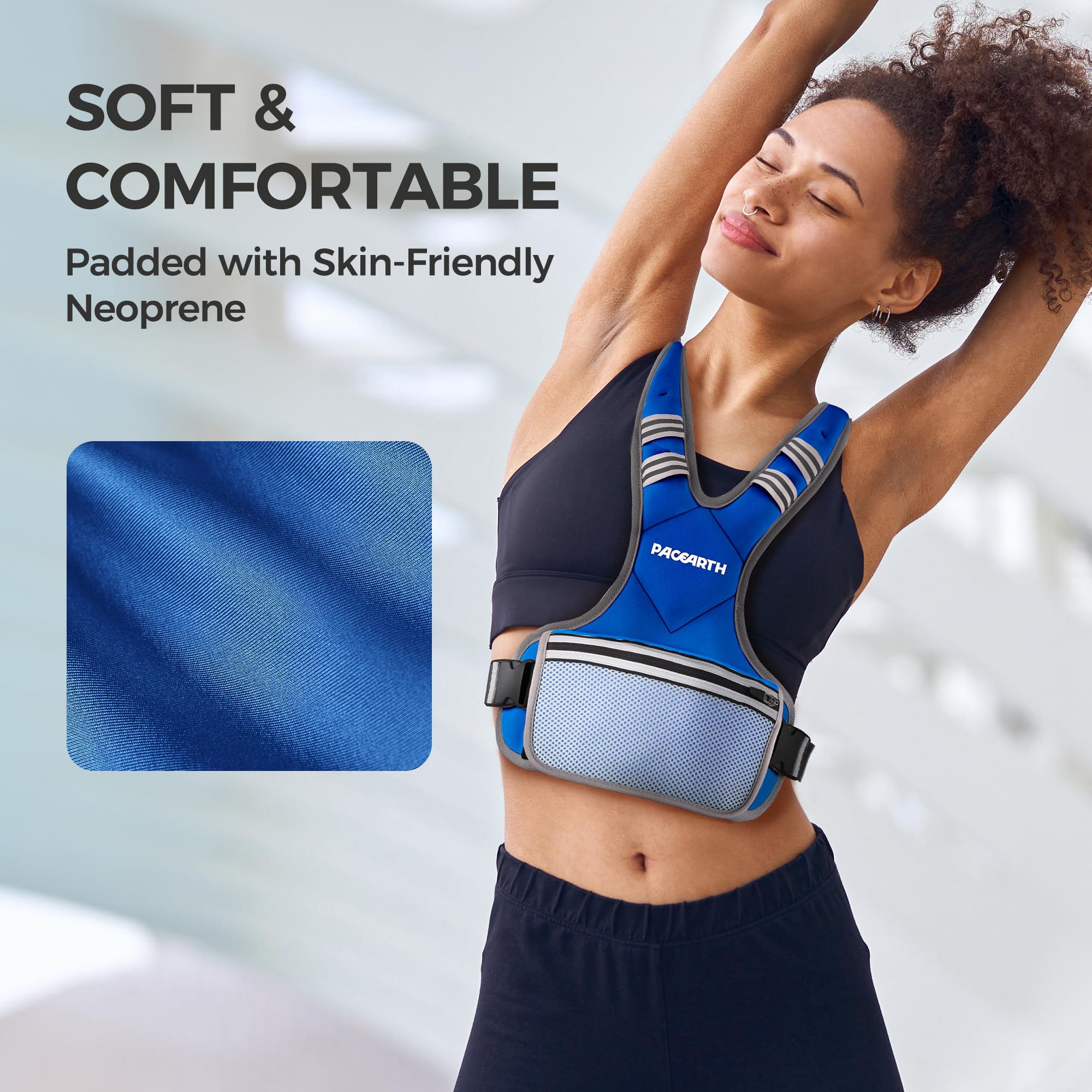 PACEARTH Adjustable Weight Vest 4-10lbs / 11-20lbs Blue - Image 2
