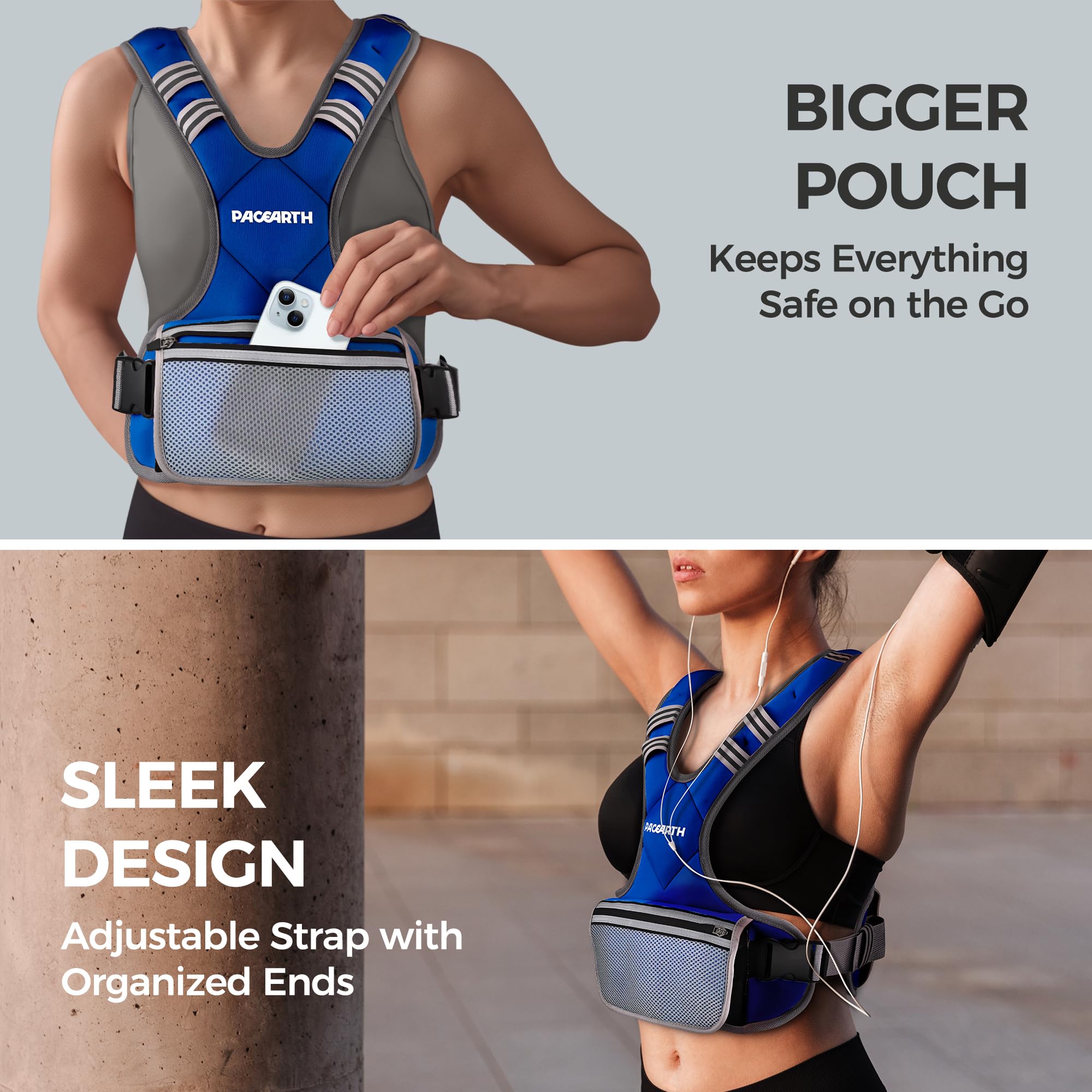 PACEARTH Adjustable Weight Vest 4-10lbs / 11-20lbs Blue - Image 6