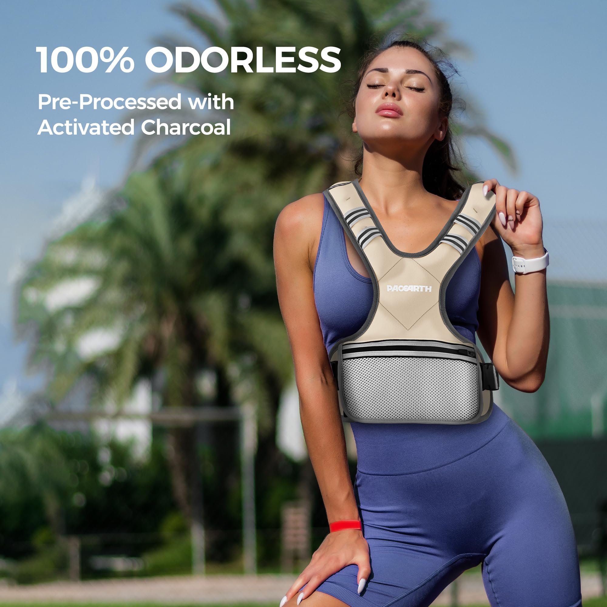 PACEARTH Adjustable Weight Vest 4-10lbs / 11-20lbs Beige - Image 7