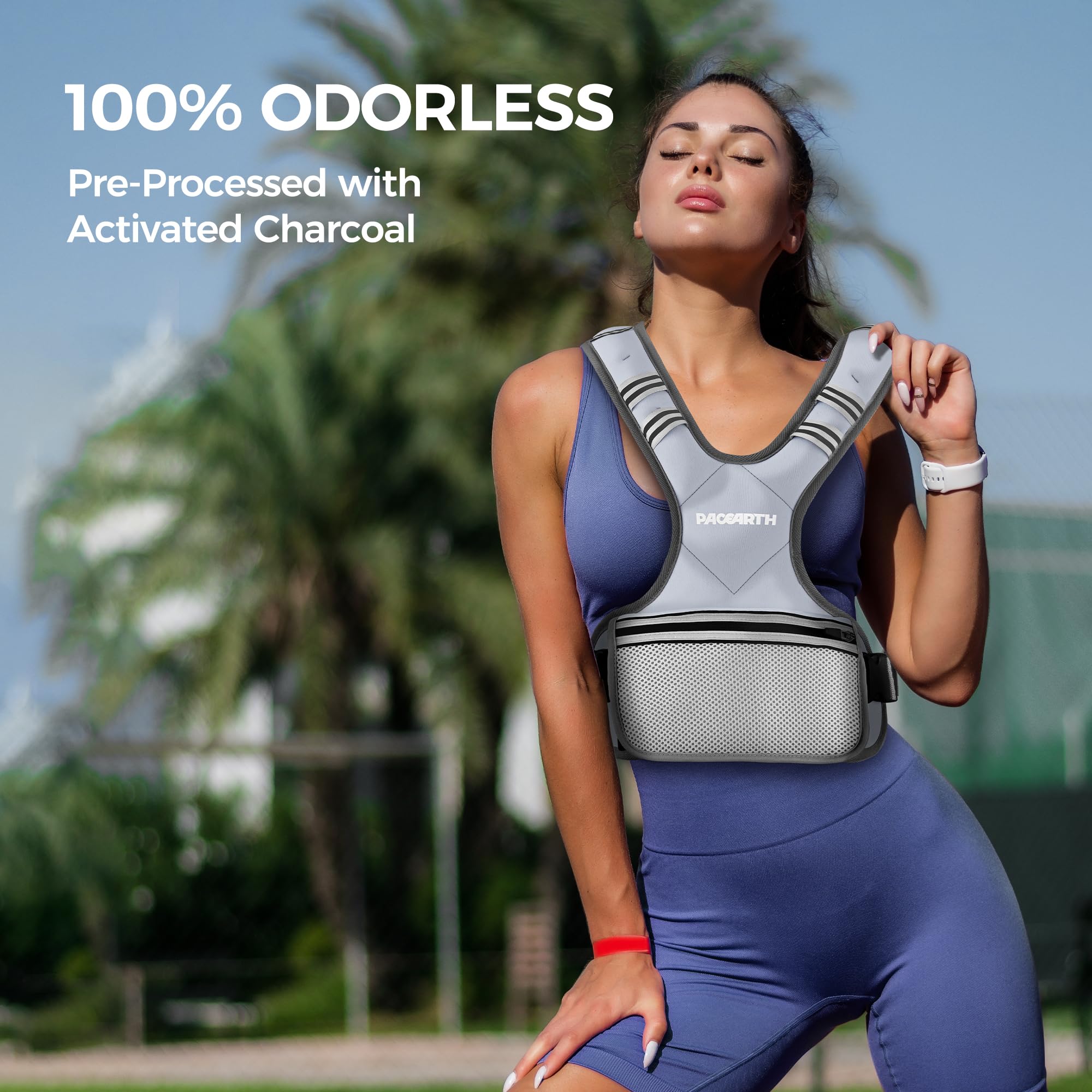 PACEARTH Adjustable Weight Vest 4-10lbs / 11-20lbs Concrete Gray - Image 7